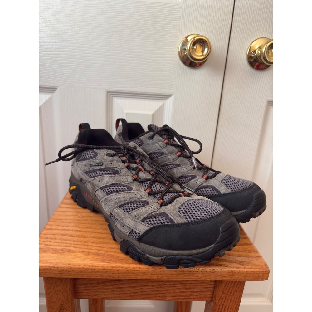 MERRELL Moab 2 Beluga Gray Suede Mesh Lug Sole Waterproof Hiking Shoes 13